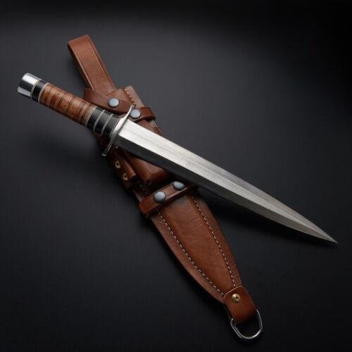 Handmade Fixed Blade Dagger Knife Rosewood Handle and Leather Sheath|FBD014