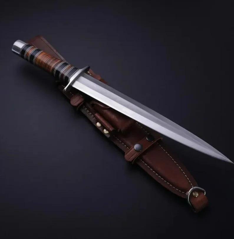 Handmade D2 Steel Arkansas Toothpick Double-Edged Hunting Dagger Knife|ATD017