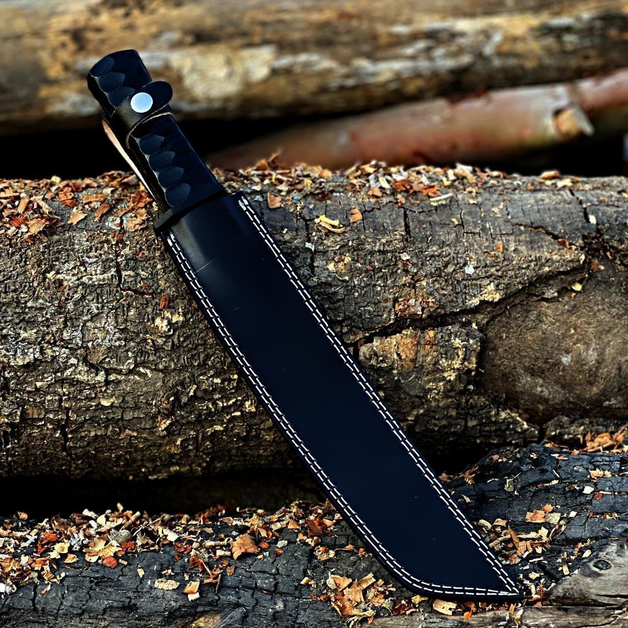 Black Tactical Survival Knife Hand-Forged D2 Steel Tanto Knife|TCS017
