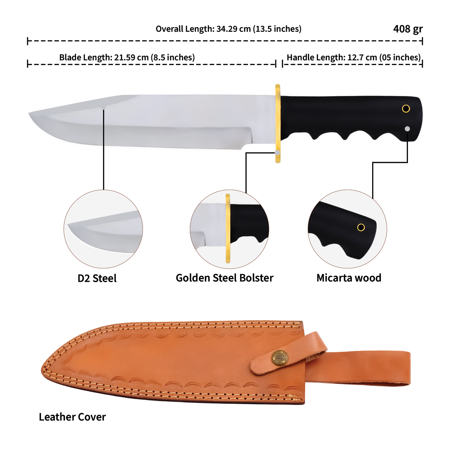 Custom Handmade Hunting Bowie Knife|BOW014