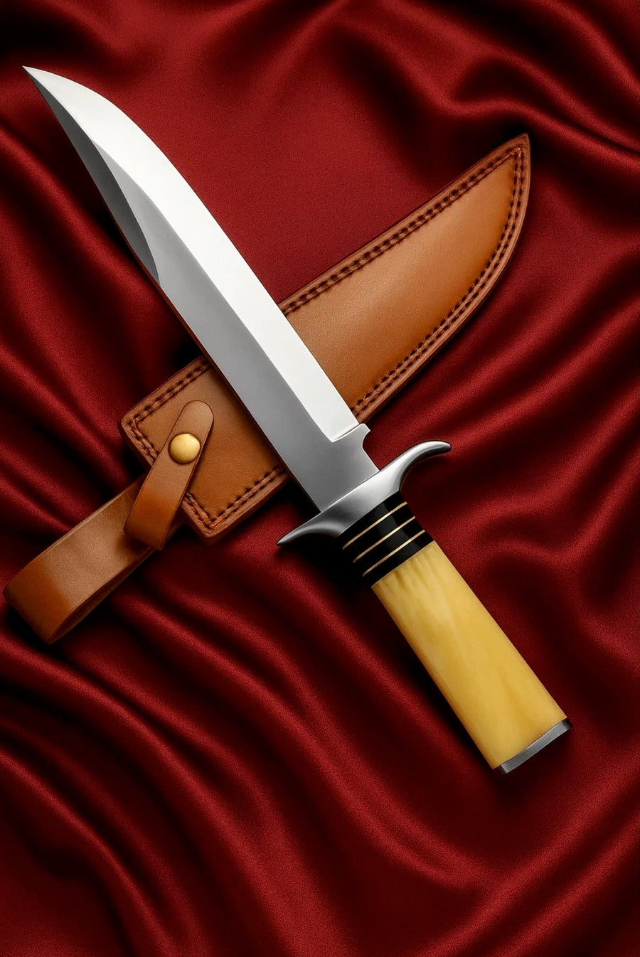 Handmade Bowie Knife – D2 Steel Blade with Bone Handle|BON014