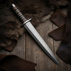 Handmade Damascus steel dagger with rosewood handle