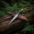 Premium Damascus hunting dagger with leather sheath
