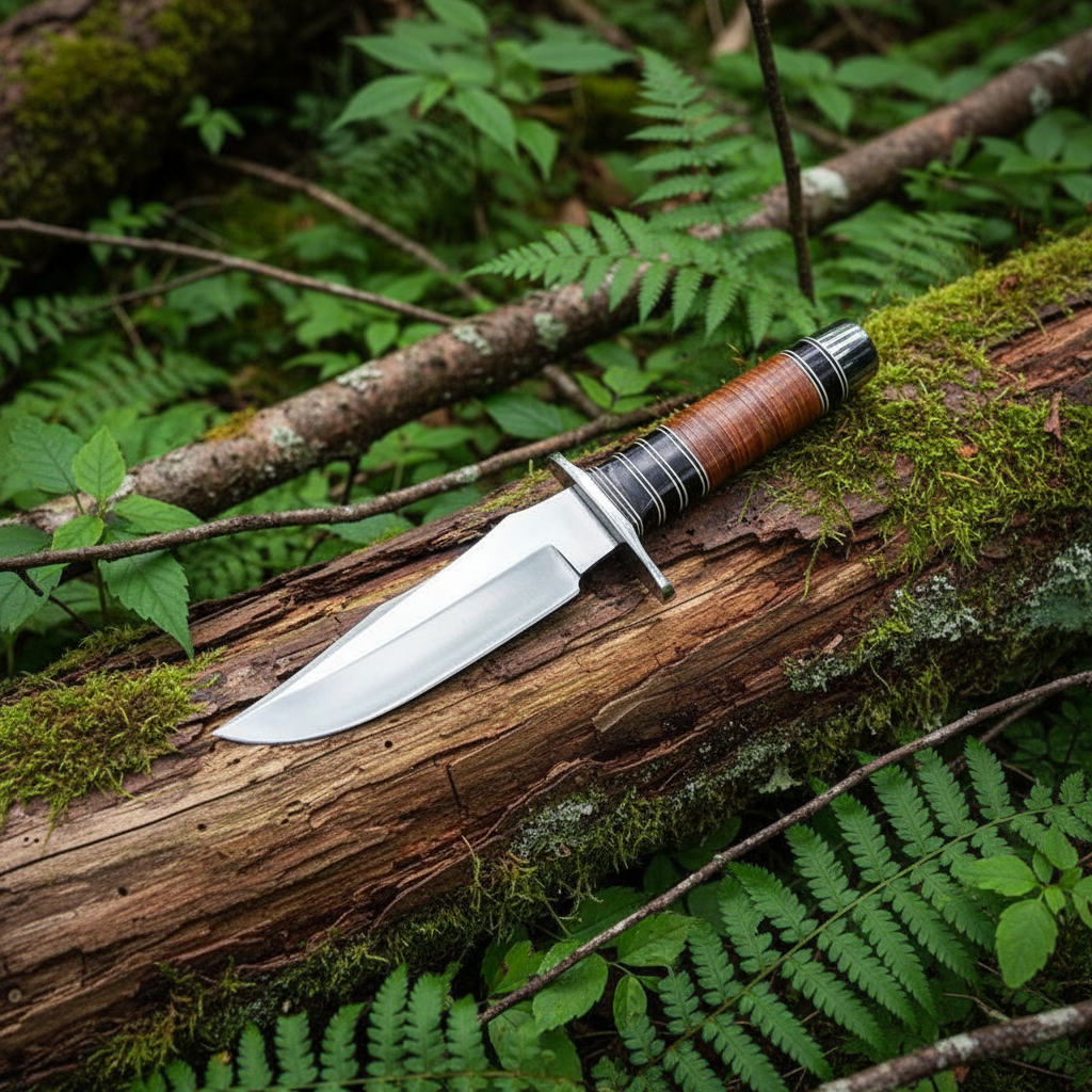 Bushcraft hunting knife handcrafted from D2 steel