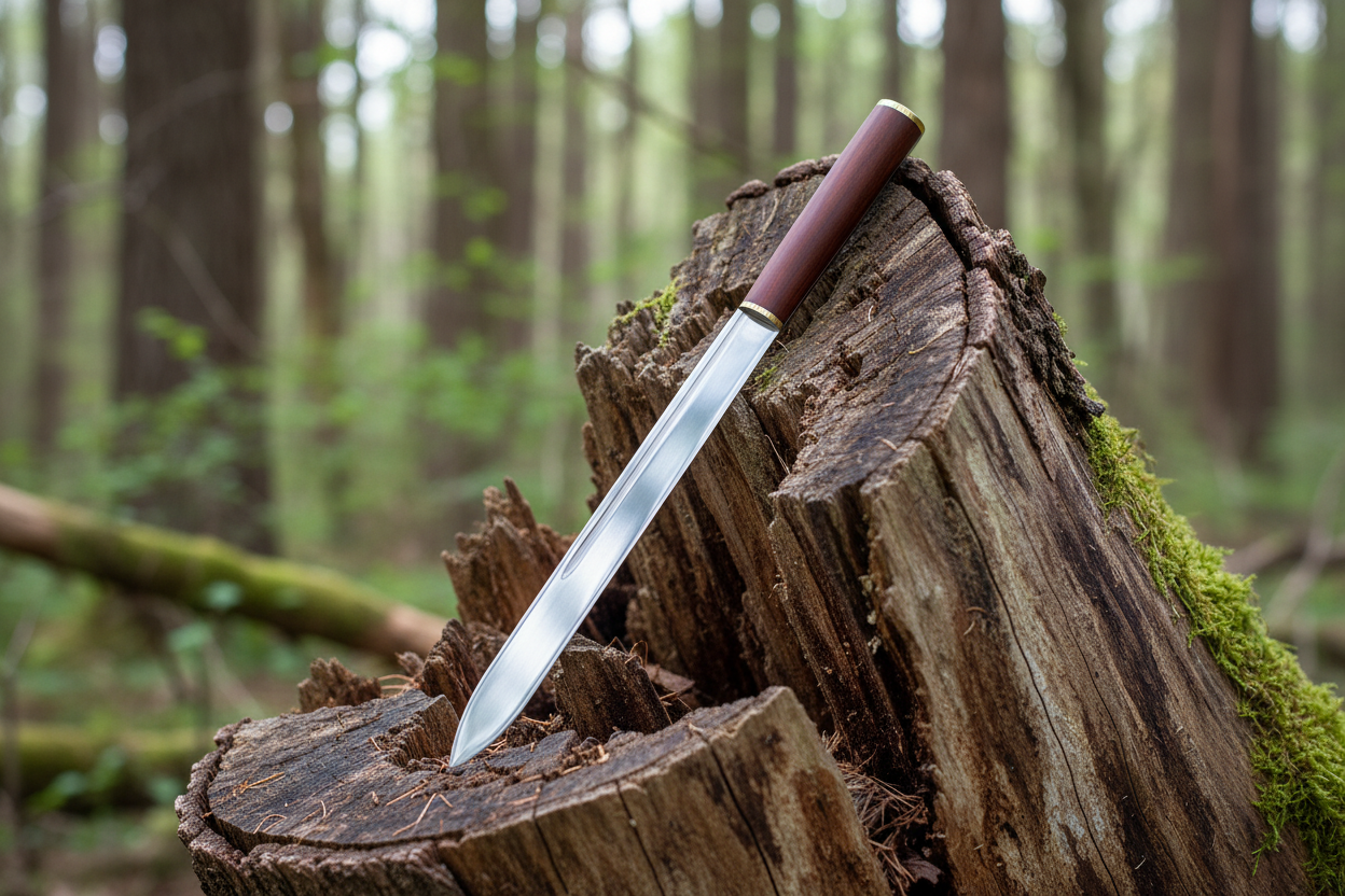 Large fixed blade knife with rosewood handle