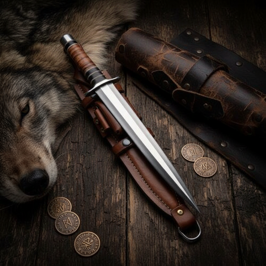 Handmade D2 steel hunting knife with rosewood handle