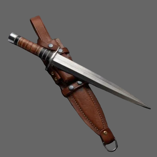 Handmade Fixed Blade Dagger Knife Rosewood Handle and Leather Sheath|FBD014