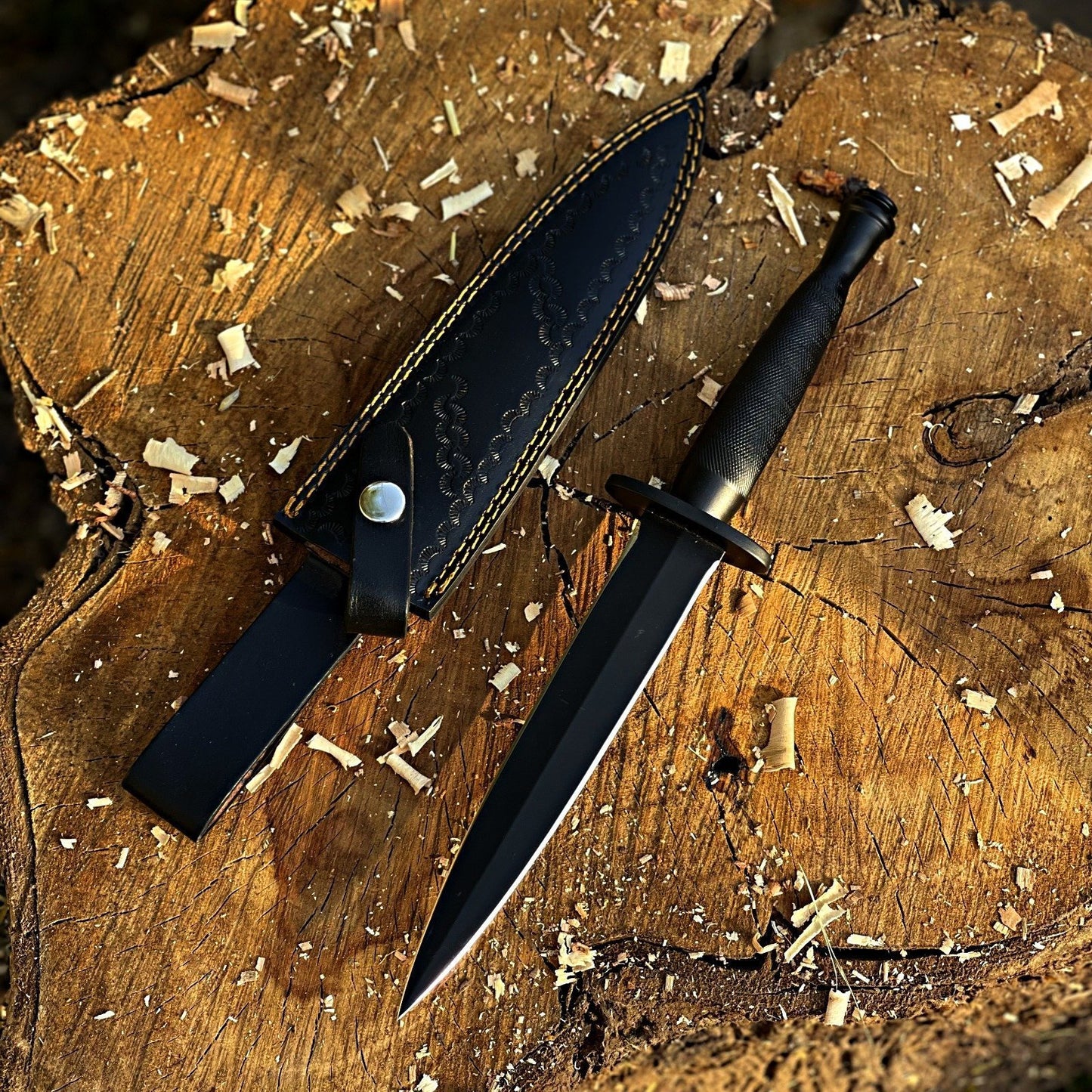 Handmade Double-Edged Dagger Knife with Leather Sheath|DBD012