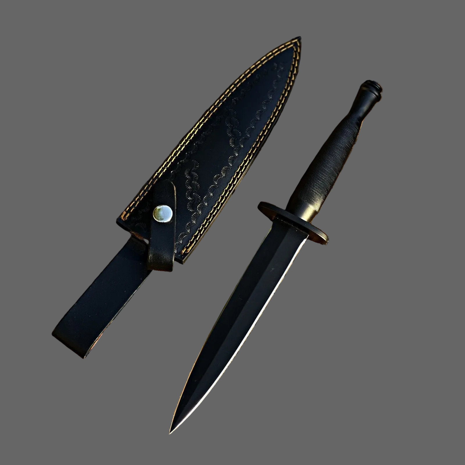 Handmade Double-Edged Dagger Knife with Leather Sheath|DBD012