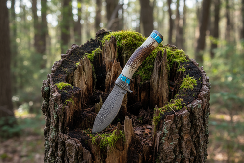 Decorative knife with a staghorn handle o