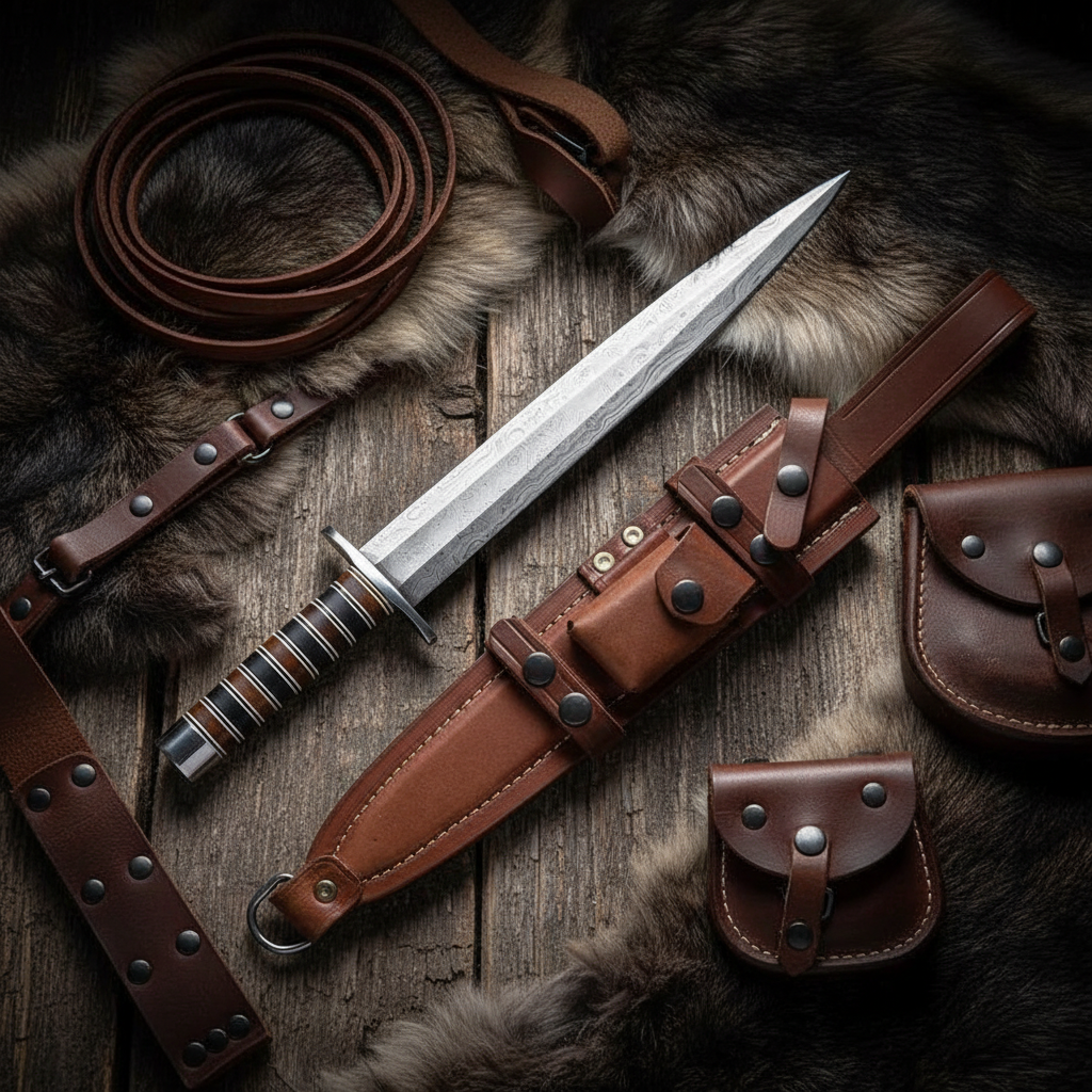 Premium Damascus hunting dagger handcrafted