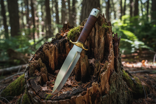  Dagger with wooden handle and gold accent