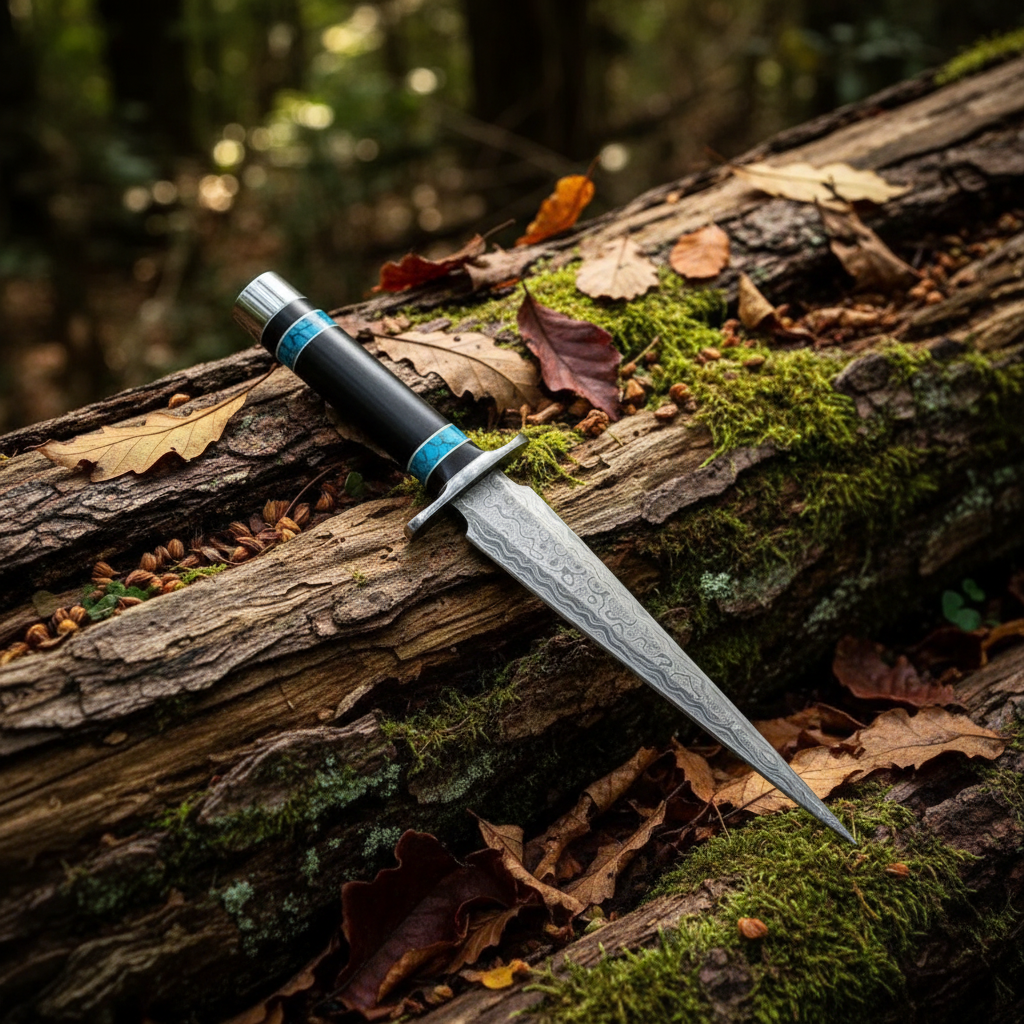 Handmade Damascus steel dagger with micarta handle