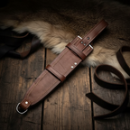 Fixed blade D2 dagger with leather sheath