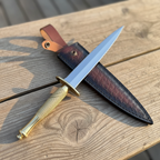 Handmade double edge knife with brass handle