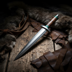 Rosewood handle bushcraft knife close-up