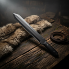 Long blade handmade knife with leather sheath