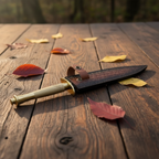 Fixed blade Bowie knife with leather sheath