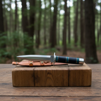 Bushcraft knife with micarta grip close-up