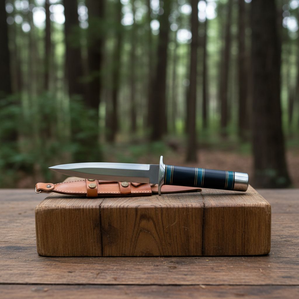 Bushcraft knife with micarta grip close-up
