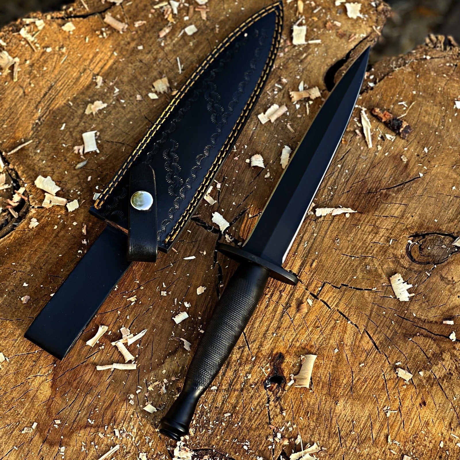 Handmade Double-Edged Dagger Knife with Leather Sheath|DBD012