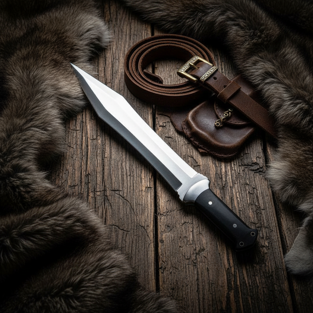 Long fixed blade bushcraft knife with micarta handle