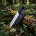 Tactical Seax knife with fitted genuine leather sheath for safe carry