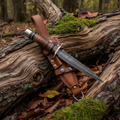Handmade double-edged D2 steel dagger with black blade