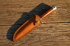 Handmade Knife with wooden handle and leather sheath 