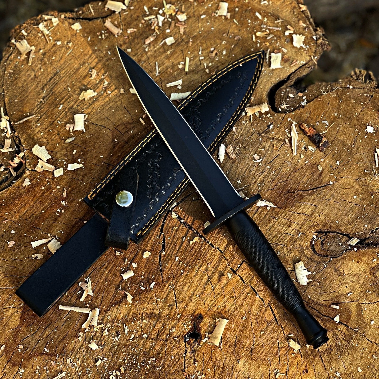 Handmade Double-Edged Dagger Knife with Leather Sheath|DBD012