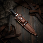 D2 steel survival knife with leather sheath