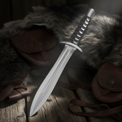 Main Product Image: Handcrafted D2 Tool Steel Dagger Bowie Knife with polished blade and Micarta handle