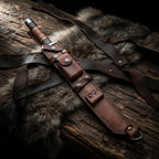 Custom D2 steel tanto blade with leather sheath