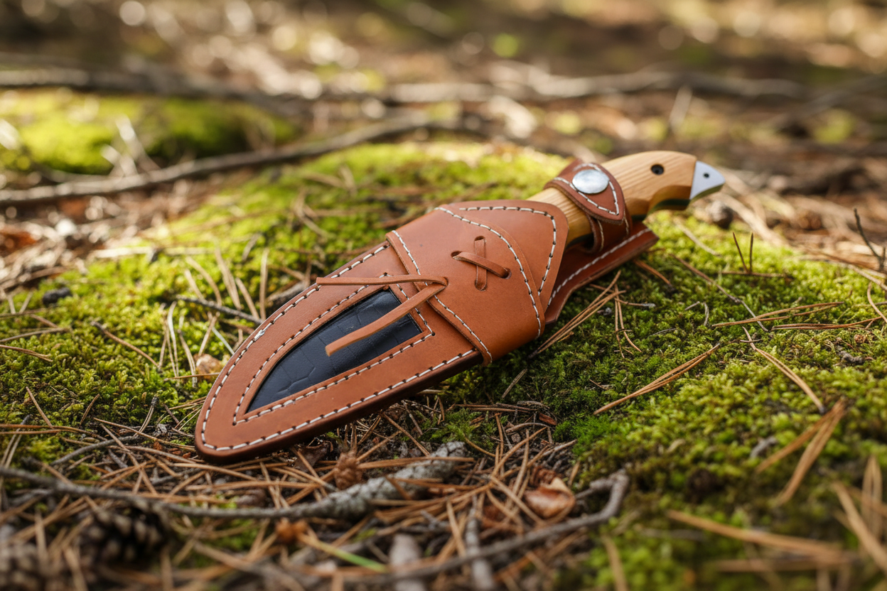 Handmade Full Tang Knife with Custom Fitted Leather Sheath 