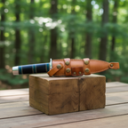 Fixed blade outdoor knife with leather sheath