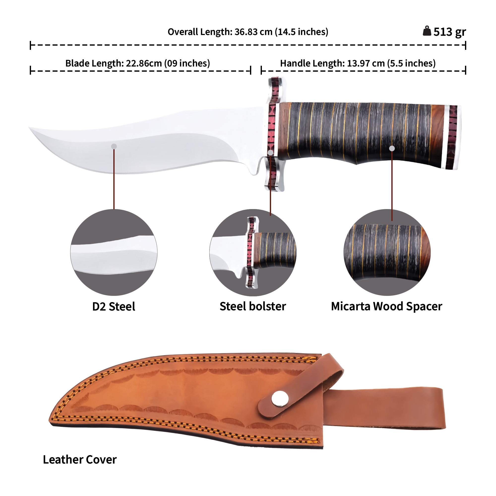 Custom Handmade Hunting Skinner Knife | BLK013