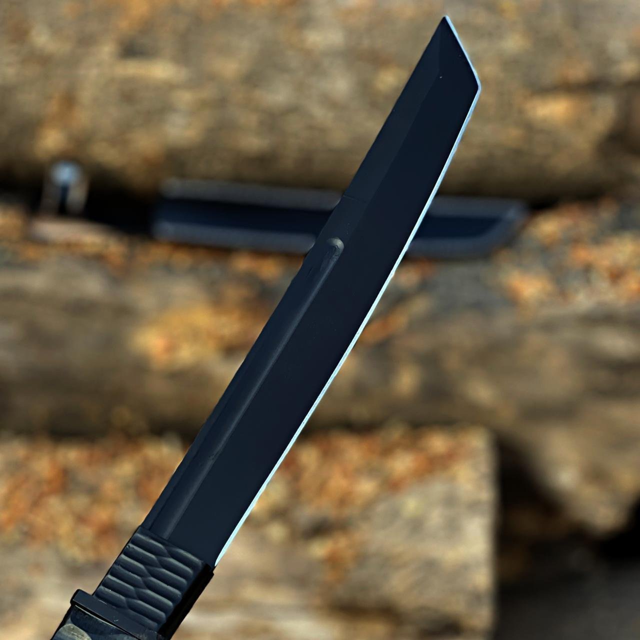 Black Tactical Survival Knife Hand-Forged D2 Steel Tanto Knife|TCS017