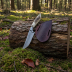Handmade bushcraft knife Damascus steel patterned blade