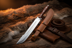 Handmade Tanto Bowie knife-style dagger with long, sleek blade.