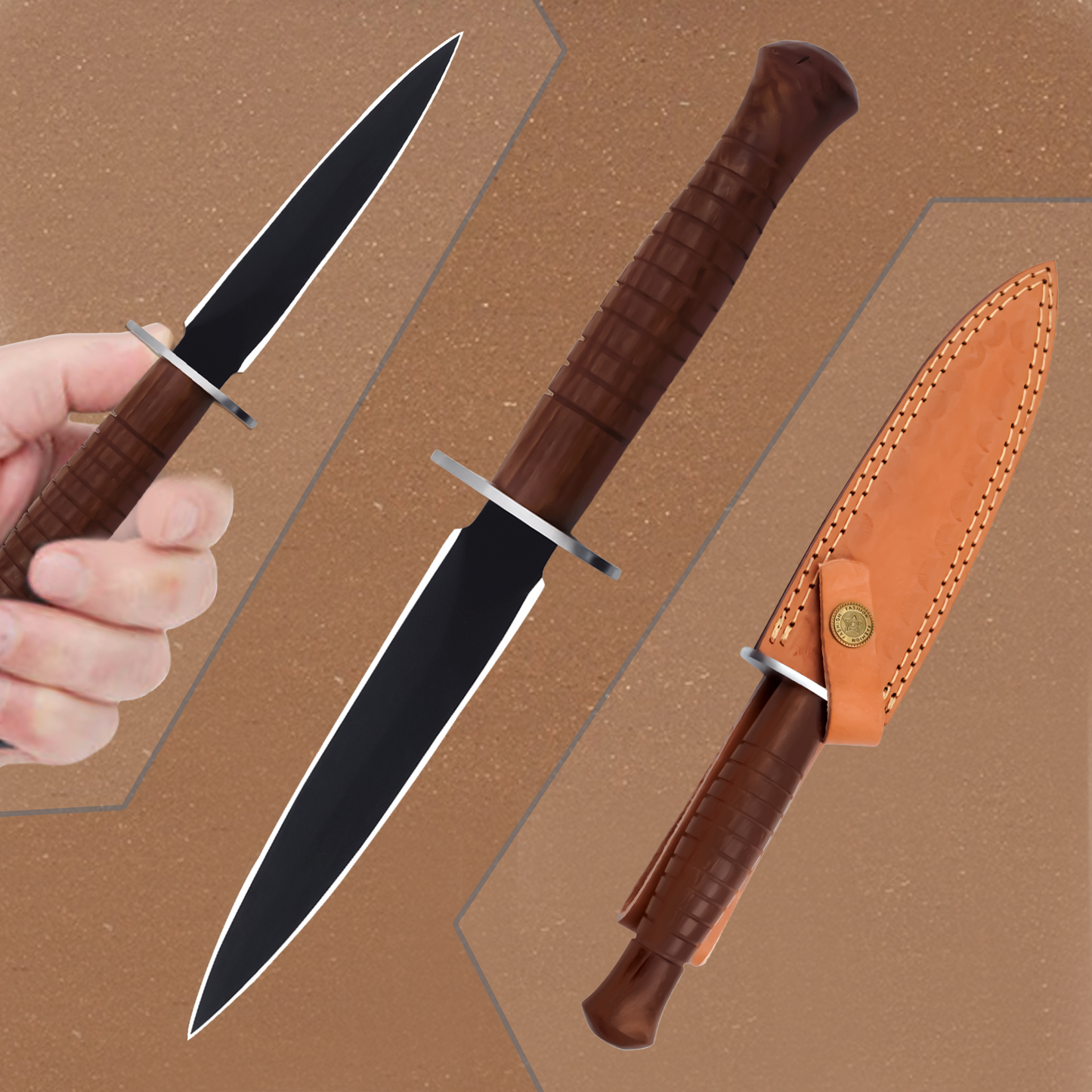 Handmade Black Coated Bowie Dagger Knife|BPC012