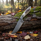 Handmade Damascus steel hunting knife with crown stag handle