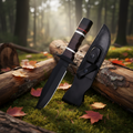 Fixed blade outdoor knife with leather sheath