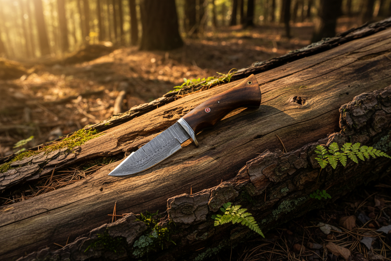 Knife with a wooden handle